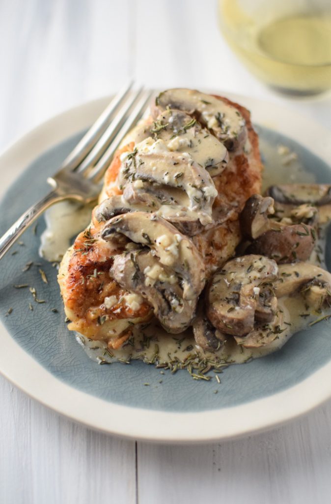 This Chardonnay Chicken with mushrooms makes a great easy weeknight meal! It's the perfect easy dinner for two. 