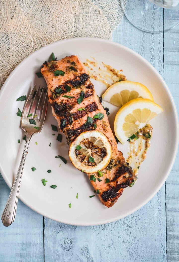 Grilled Salmon with Tarragon Mustard Sauce