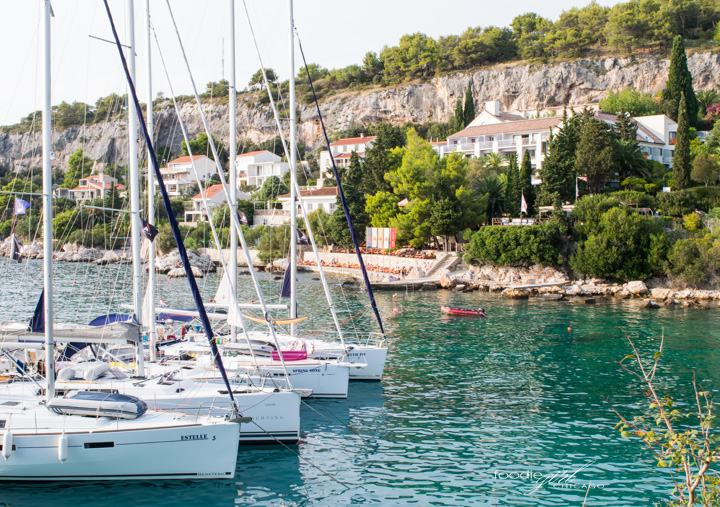 Four boats docked in Hvar, Croatia