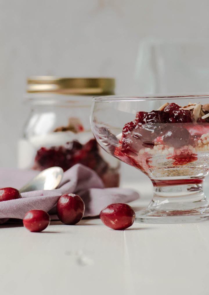 Quinoa Cranberry Breakfast Jar Parfait