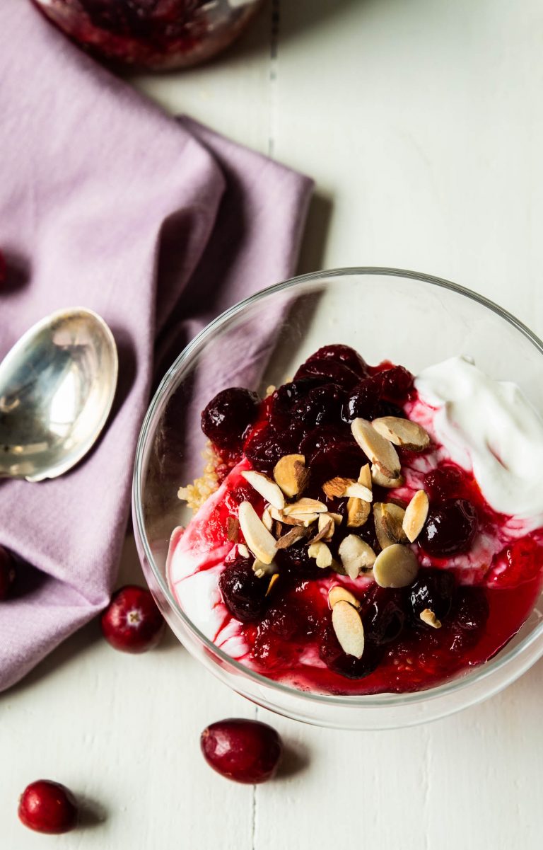 Quinoa Cranberry Breakfast Jar Parfait