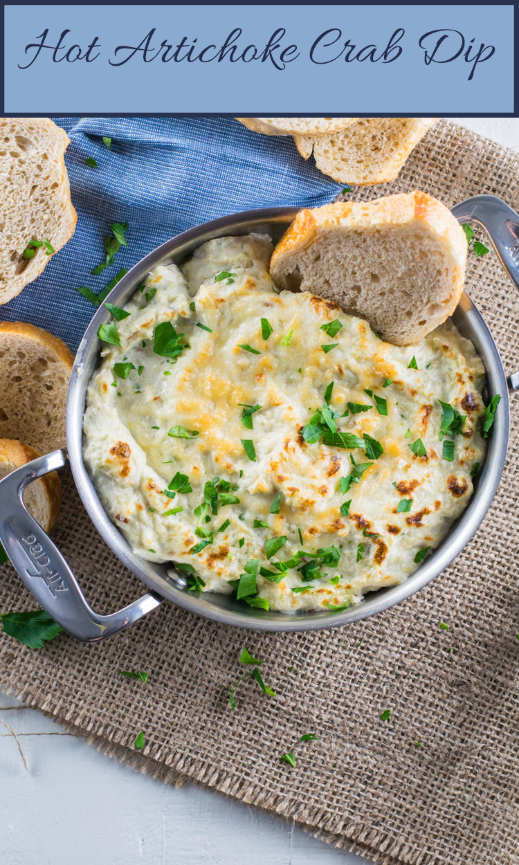 This hot artichoke crab dip is perfect for holiday or game day parties. 