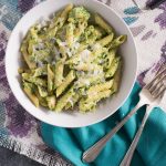 Kale Pesto Pasta with Chicken & Artichokes