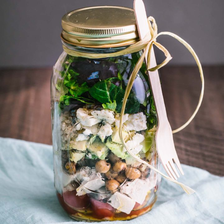 Layered salad in a mason jar