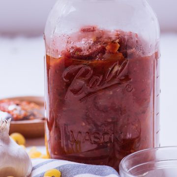 Tomato sauce in a mason jar
