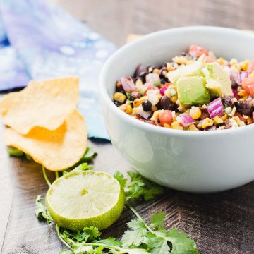 This grilled corn and black bean salsa is the perfect dip for a summer party.