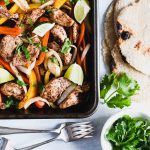 Sheet Pan Chicken Fajitas with corn tortillas