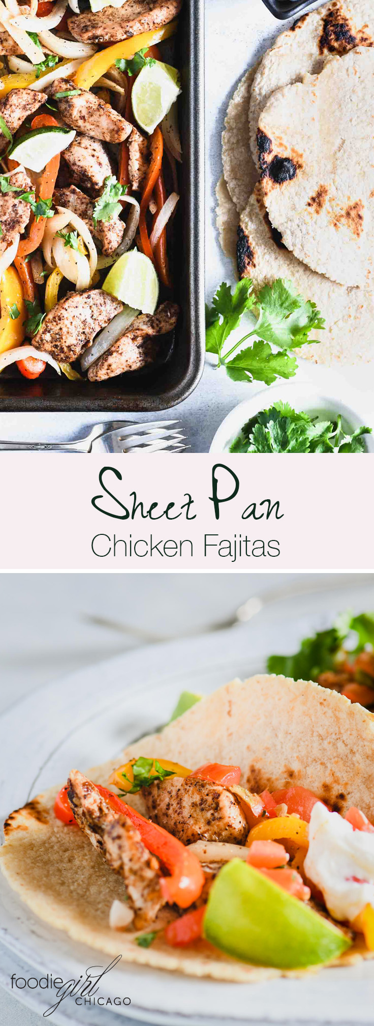 These sheet pan chicken fajitas are easy and healthy – what more could you ask for in a weeknight meal?!