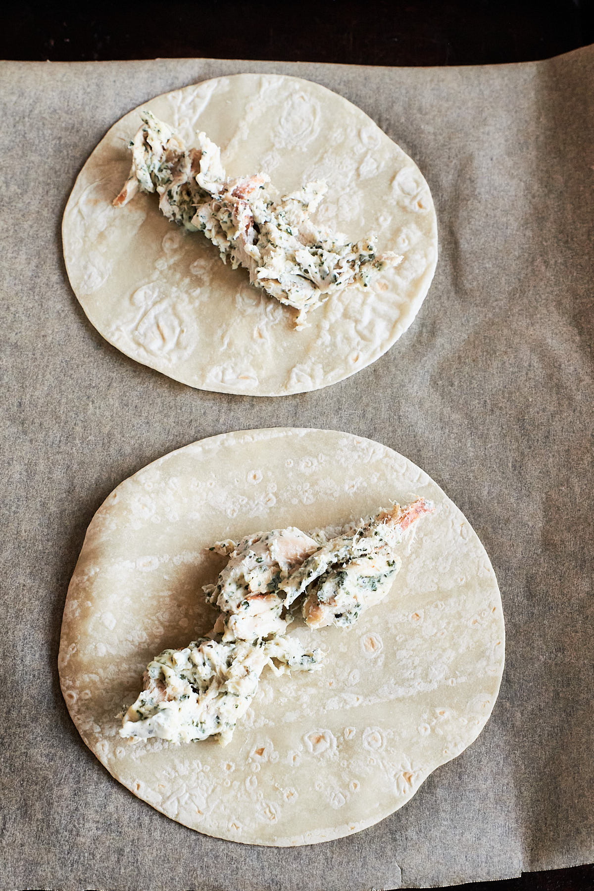 Flour tortillas with chicken filling