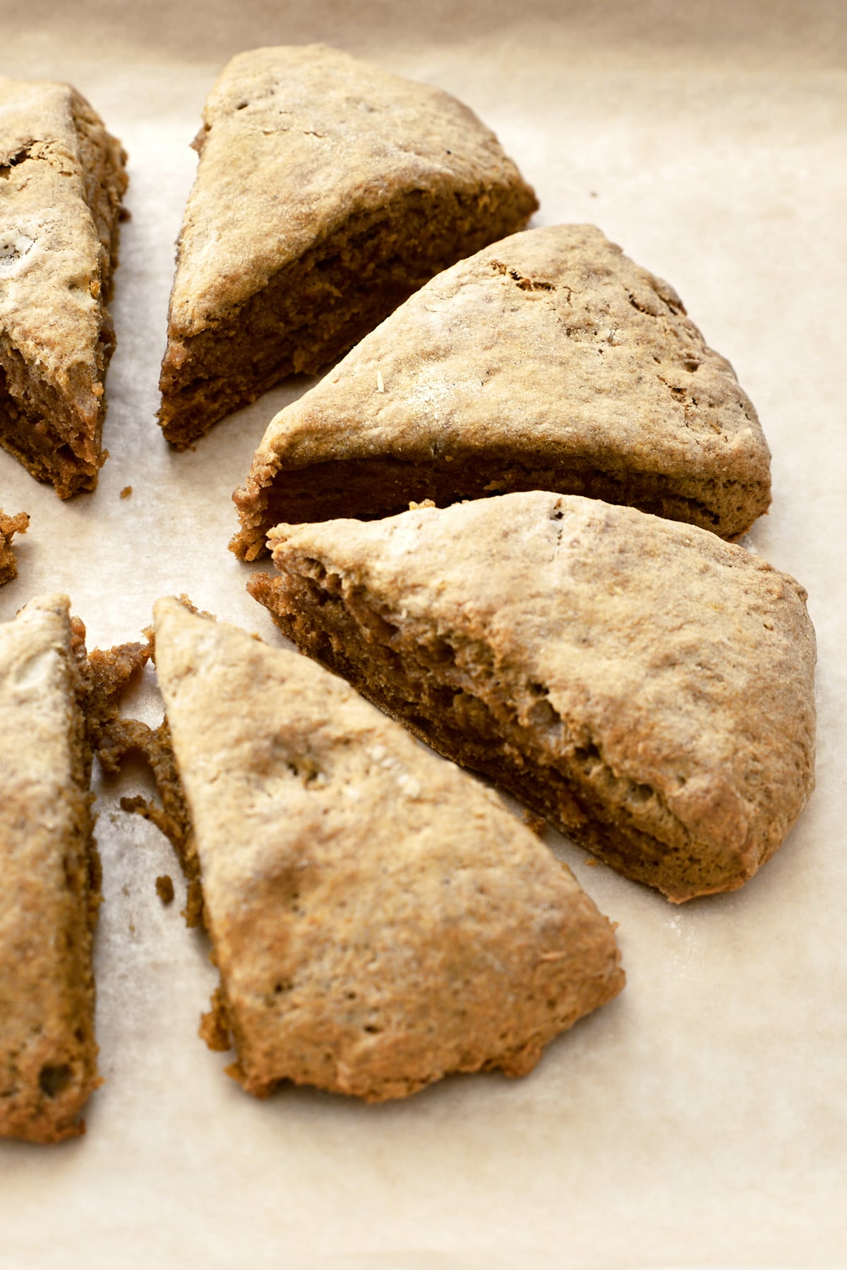 Separating pumpkin scones after initial baking
