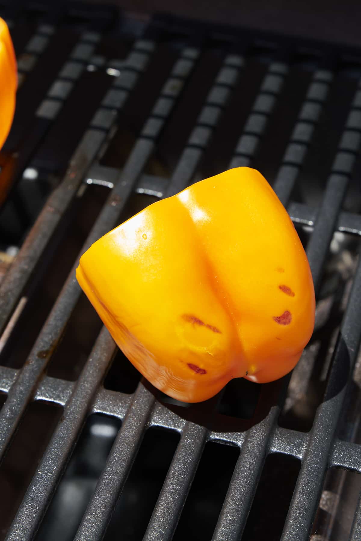 Orange pepper on the grill