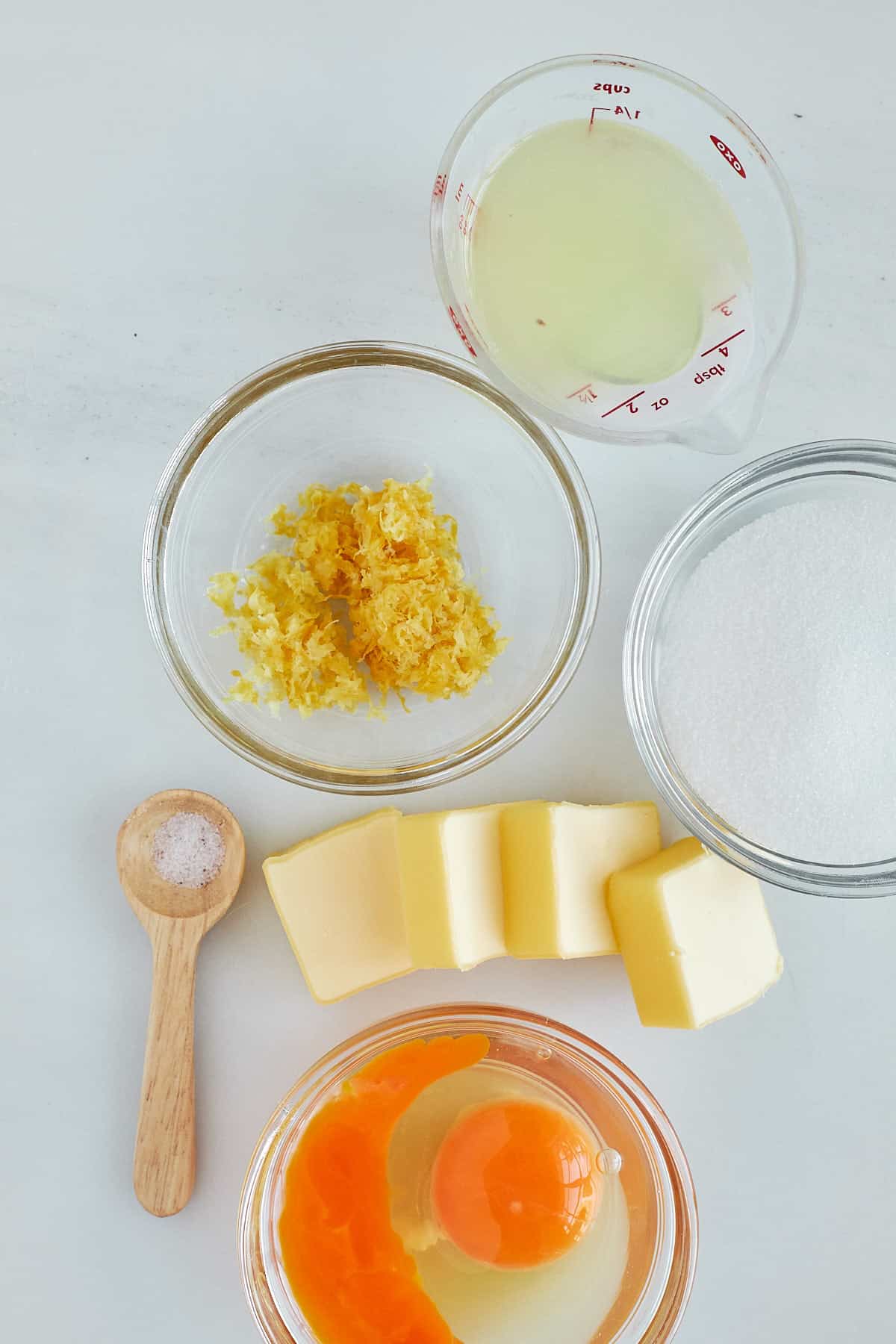 lemon zest, lemon juice, butter, sugar, salt & egg yolks