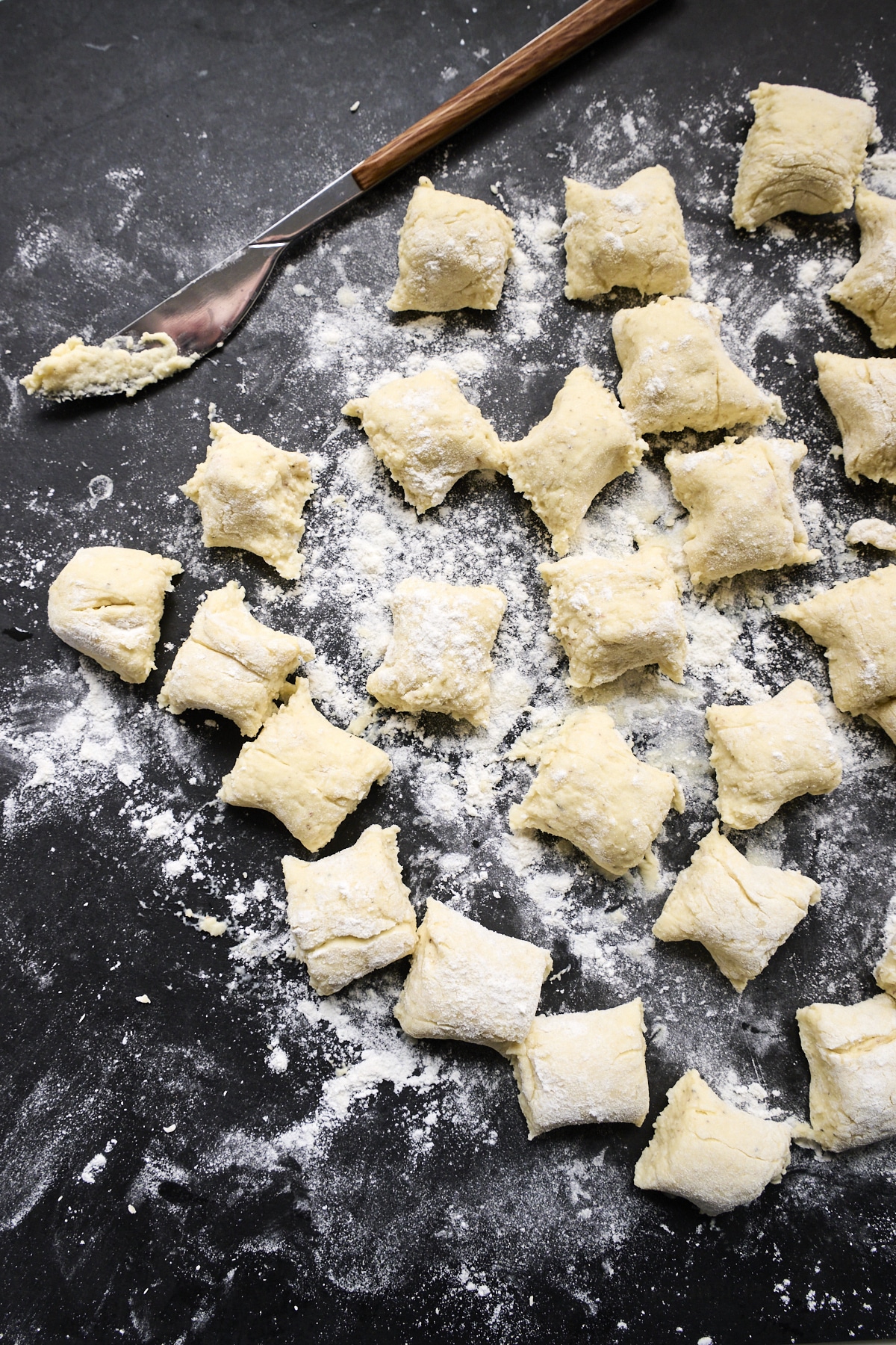 Ricotta gnocchi pieces before cooking