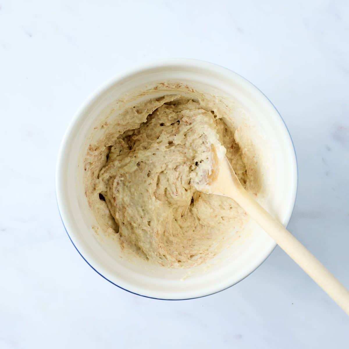 Dumpling batter in a small mixing bowl