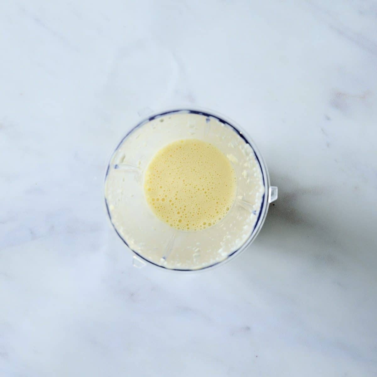 Cottage cheese & egg for pancake batter mixed in a small blender